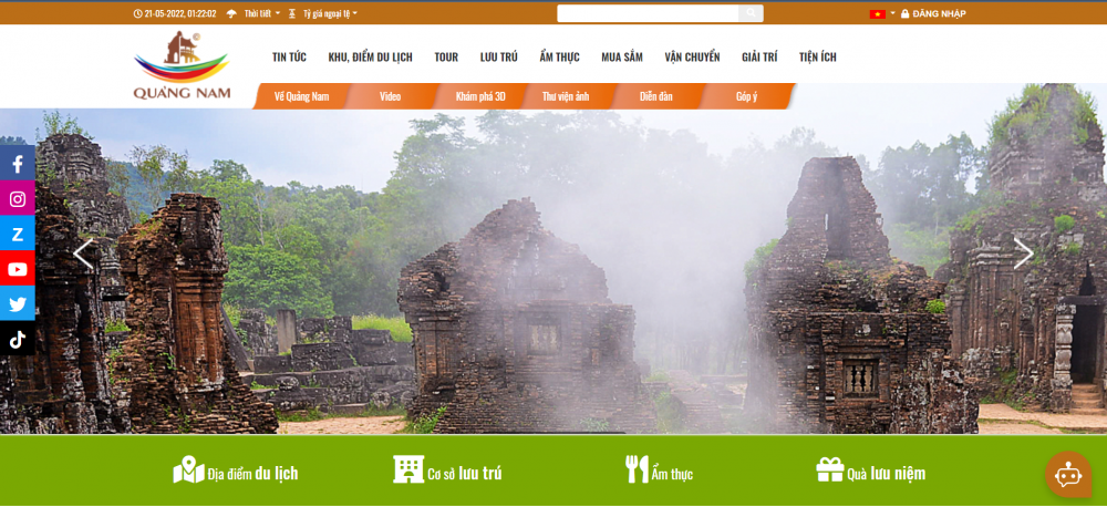 Giao diện website quangnamtourism.com.vn Giao diện website quangnamtourism.com.vn