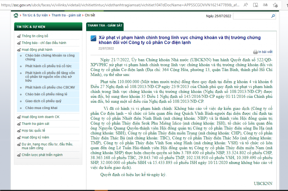 Công ty Cổ phần Cơ điện lạnh (REE) nói gì về việc chuyển nhượng “chui” 265 triệu cổ phiếu ? Công ty Cổ phần Cơ điện lạnh (REE) nói gì về việc chuyển nhượng “chui” 265 triệu cổ phiếu ?