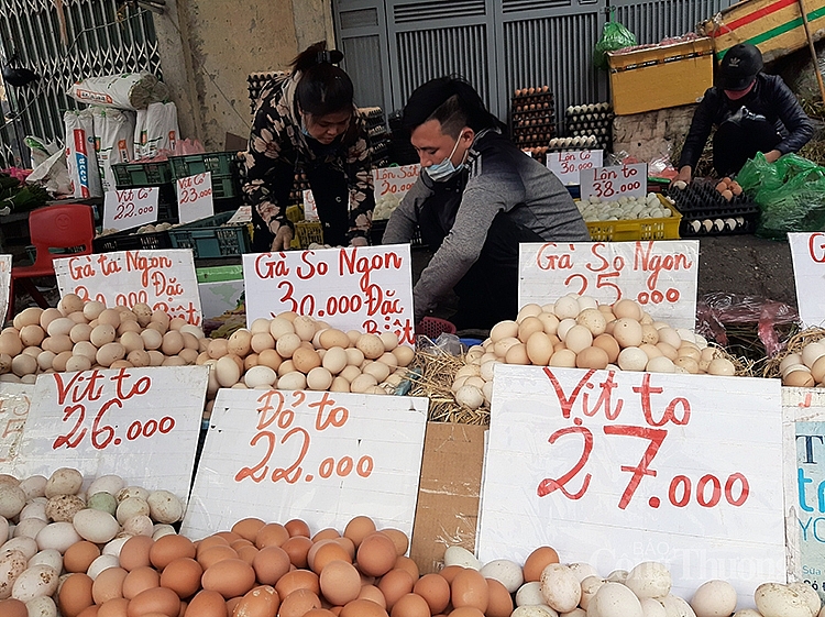Trứng các loại được bán tại chợ đầu mối phía Nam niêm yết giá đầy đủ