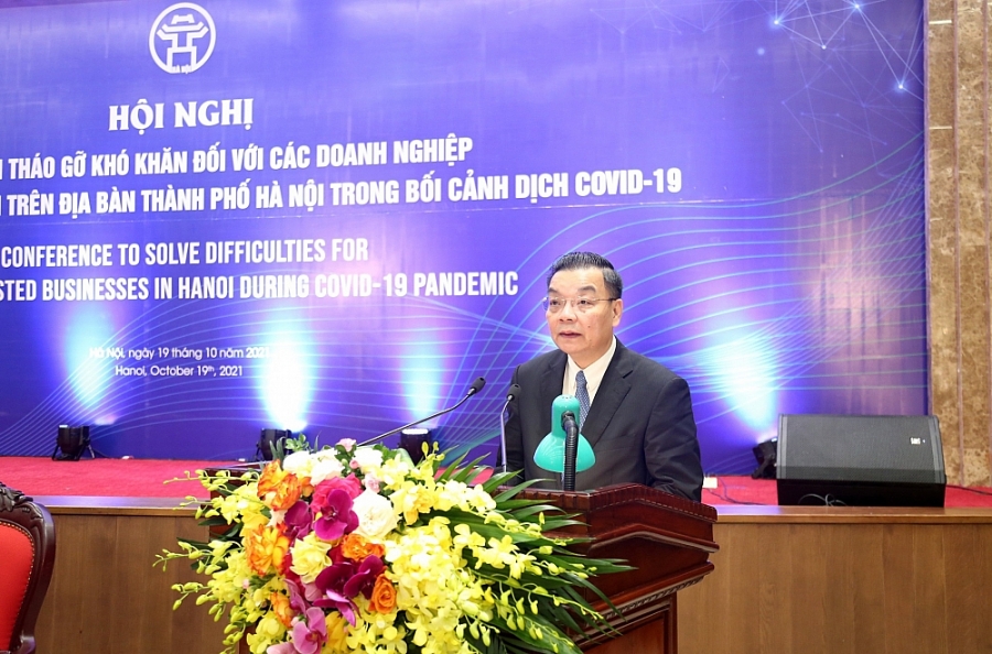 Ông Chu Ngọc Anh- Chủ tịch UBND TP Hà Nội phát biểu kết luận Hội nghị