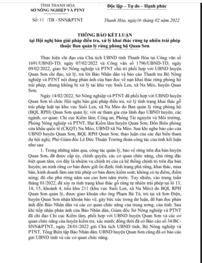 Tỉnh Thanh Hóa cần xử lý nghiêm tập thể, cá nhân để xảy ra nhiều vụ phá rừng Tỉnh Thanh Hóa cần xử lý nghiêm tập thể, cá nhân để xảy ra nhiều vụ phá rừng
