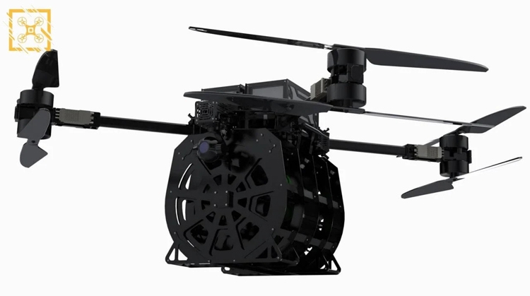 Máy bay không người lái gắn thiết bị thả mìn hình chiếc trống Máy bay không người lái gắn thiết bị thả mìn hình chiếc trống