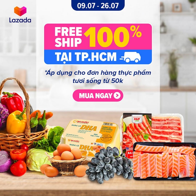 Lazada miễn phí vận chuyển 100% cho tất cả các đơn hàng thiết yếu trên toàn địa bàn TP. Hồ Chí Minh Lazada miễn phí vận chuyển 100% cho tất cả các đơn hàng thiết yếu trên toàn địa bàn TP. Hồ Chí Minh