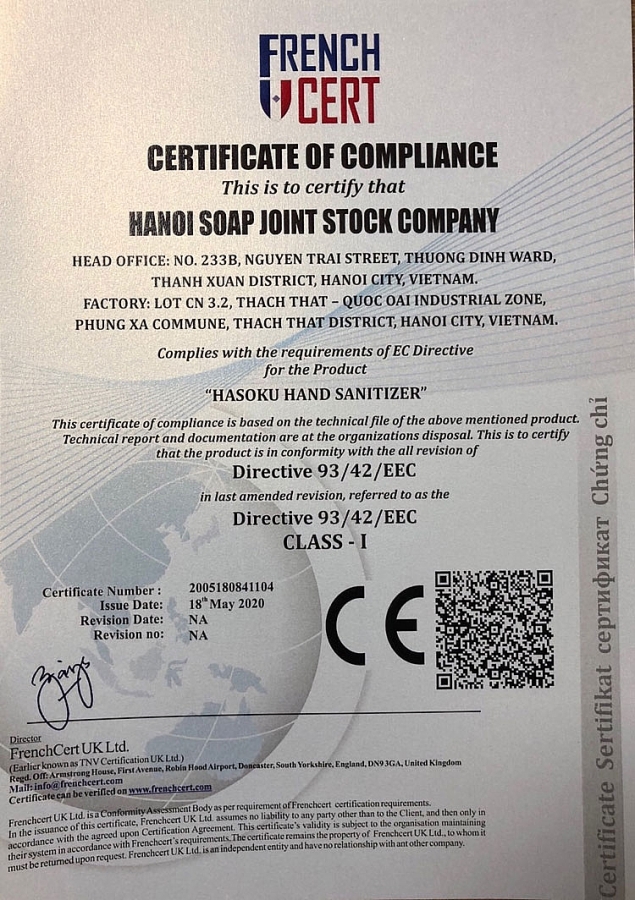 Nước rửa tay HASOCO Việt Nam xuất khẩu thành công sang thị trường Canada