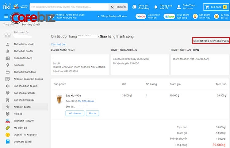 VinID giao đồ uống tận phòng cho cư dân VinHomes, Tiki giao ly cà phê The Coffee House chưa đầy 20 phút