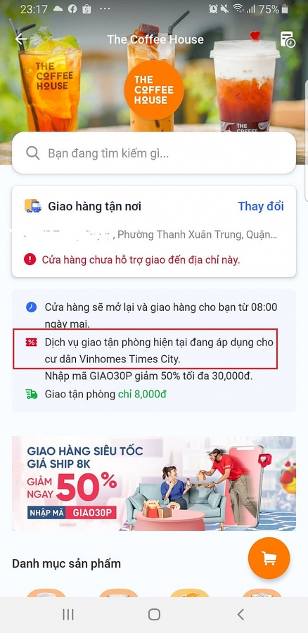 VinID giao đồ uống tận phòng cho cư dân VinHomes, Tiki giao ly cà phê The Coffee House chưa đầy 20 phút
