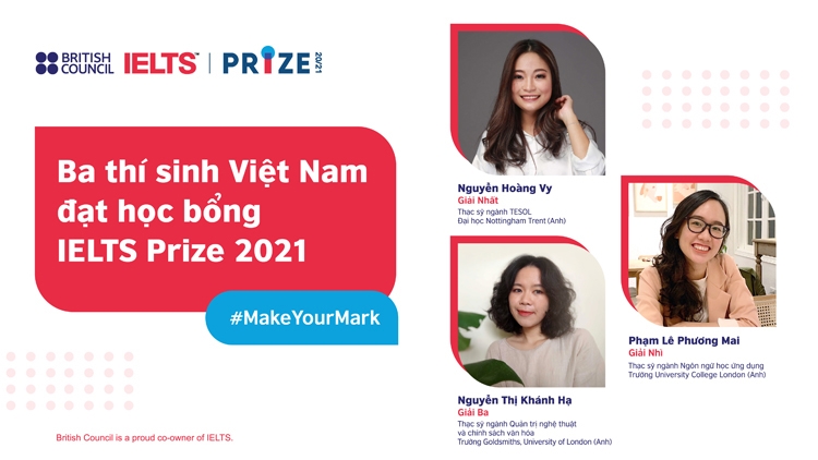 Ba thí sinh của Việt Nam nhận học bổng IELTS Prize 2021 của Hội đồng Anh