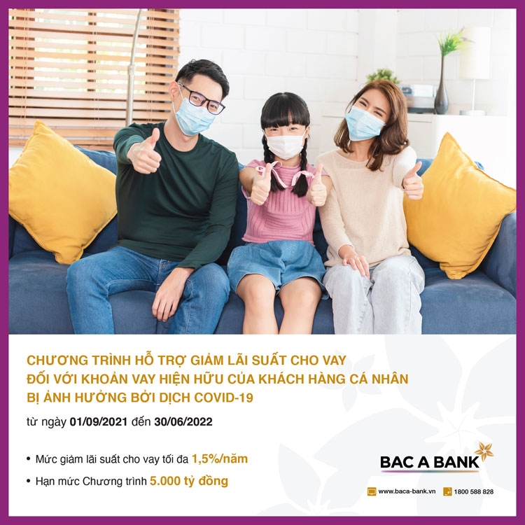 BAC A BANK giảm lãi suất cho vay đối với khoản vay hiện hữu của khách hàng cá nhân bị ảnh hưởng bởi dịch Covid-19 BAC A BANK giảm lãi suất cho vay đối với khoản vay hiện hữu của khách hàng cá nhân bị ảnh hưởng bởi dịch Covid-19
