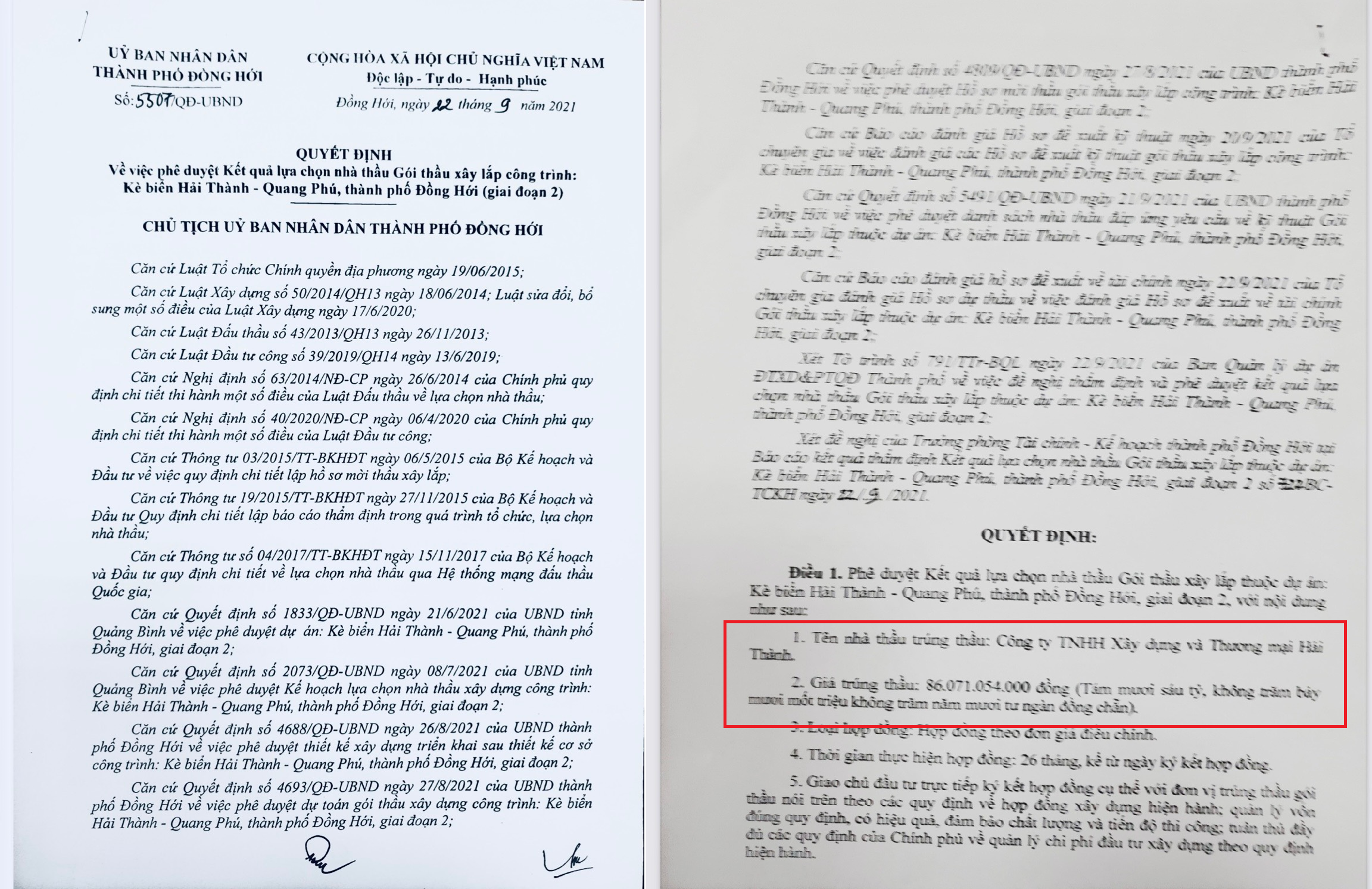 Công ty TNHH Xây dựng và Thương mại Hải Thành có gian lận để trúng gói thầu gần 90 tỷ đồng?