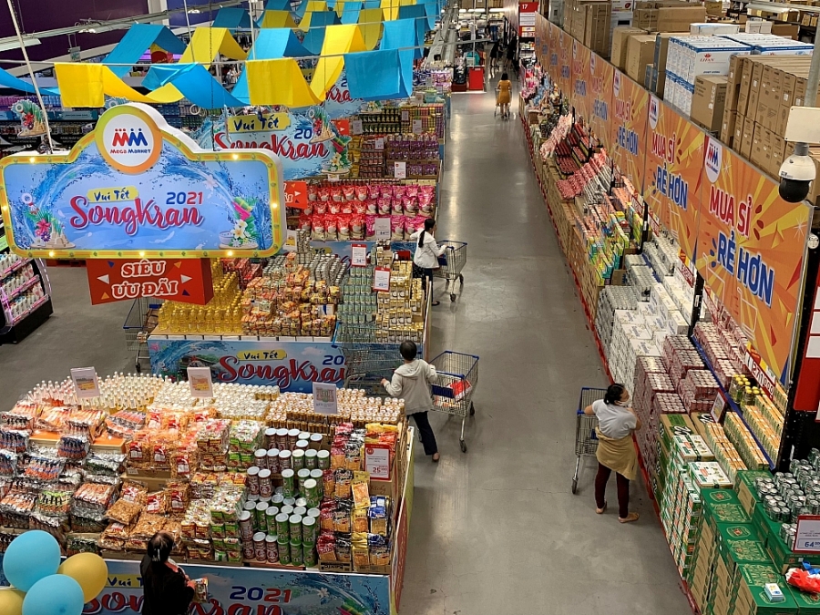 Hình ảnh quầy sản phẩm Thái Lan đang được bày bán với giá ưu đãi trong thời gian 2 tuần (Ảnh chụp tại cơ sở MM Mega Market An Phú)