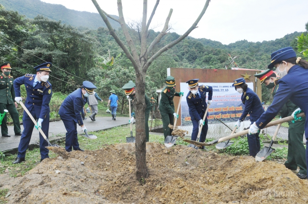 Lãnh đạo Cục QLTT Quảng Ninh và Công ty 45 tham gia trồng cây xanh