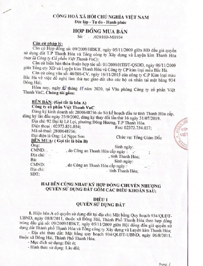 Thanh Hóa: Tổng Công ty Cổ phần Việt Thanh VNC cần thực hiện đúng cam kết trong hợp đồng