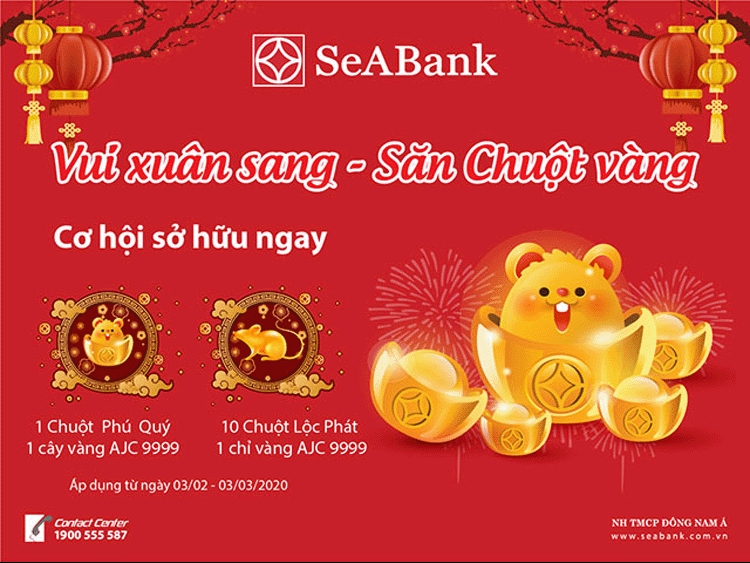 Dùng ngân hàng điện tử SeABank “Vui xuân sang, săn chuột vàng”