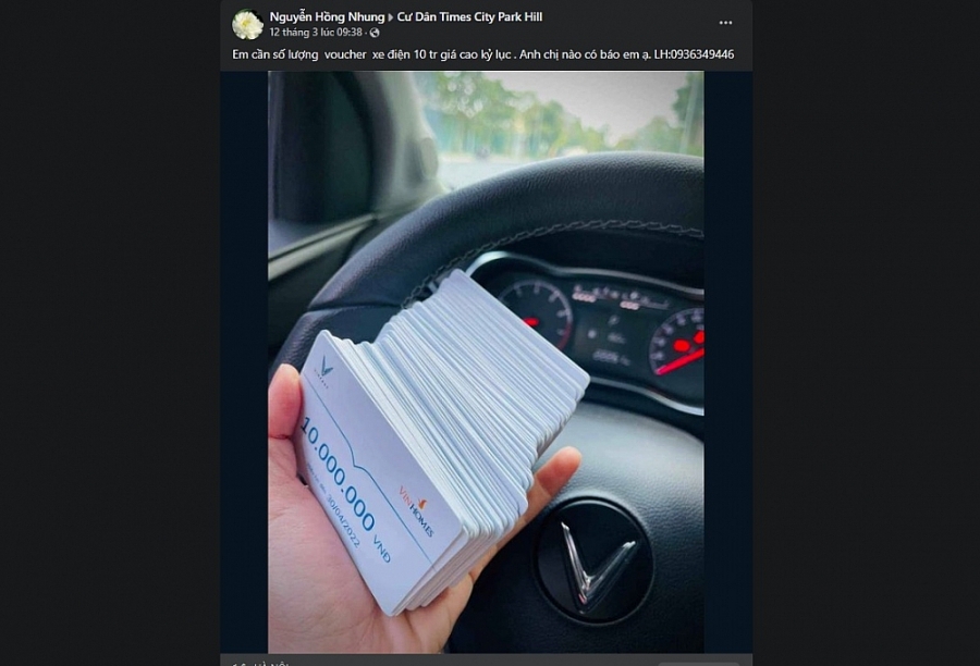 Post rao thu mua voucher xe máy điện tràn ngập các group cư dân Vinhomes