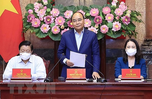 Chủ tịch nước Nguyễn Xuân Phúc phát biểu Chủ tịch nước Nguyễn Xuân Phúc phát biểu