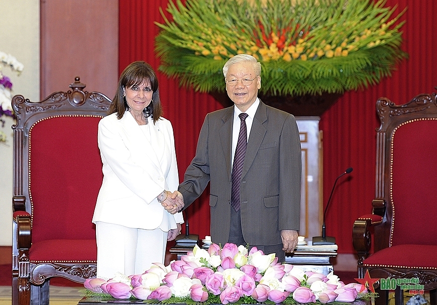 Tổng Bí thư Nguyễn Phú Trọng tiếp Tổng thống Katerina Sakellaropoulou Tổng Bí thư Nguyễn Phú Trọng tiếp Tổng thống Katerina Sakellaropoulou
