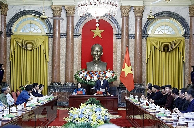 Chủ tịch nước Nguyễn Xuân Phúc phát biểu tại buổi tiếp