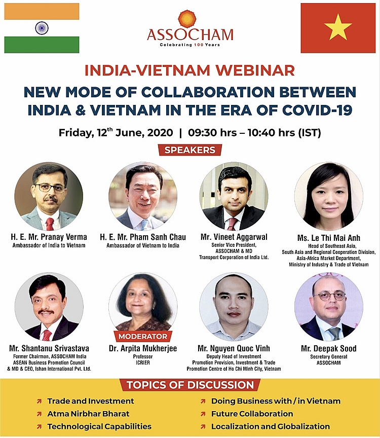 Sắp diễn ra Hội thảo trực tuyến “Việt Nam - Ấn Độ: Mô hình hợp tác mới trong hoàn cảnh Covid 19” sap dien ra hoi thao truc tuyen viet nam an do mo hinh hop tac moi trong hoan canh covid 19