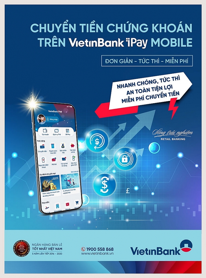 Chuyển tiền chứng khoán trên VietinBank iPay Mobile: Thanh toán tức thì, mọi lúc mọi nơi Chuyển tiền chứng khoán trên VietinBank iPay Mobile: Thanh toán tức thì, mọi lúc mọi nơi