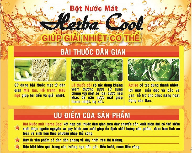 Bột nước mát Herba Cool có dấu hiệu quảng cáo trái phép Bột nước mát Herba Cool có dấu hiệu quảng cáo trái phép