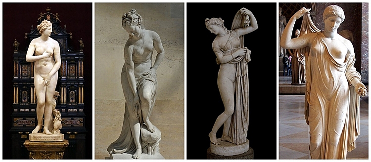 Venus de Medici, Venus Allegrain, Venus Kallipygos và Venus Frejus, các phiên bản của Venus tại Thác mặt trời Venus de Medici, Venus Allegrain, Venus Kallipygos và Venus Frejus, các phiên bản của Venus tại Thác mặt trời