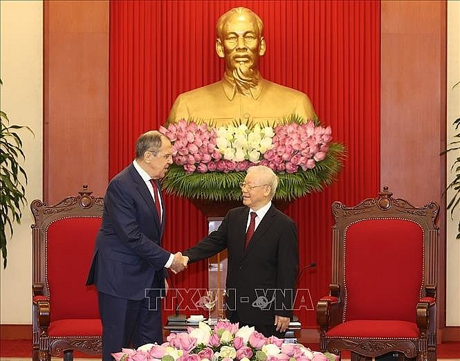 Tổng Bí thư Nguyễn Phú Trọng tiếp Bộ trưởng Ngoại giao Liên bang Nga Sergey Lavrov