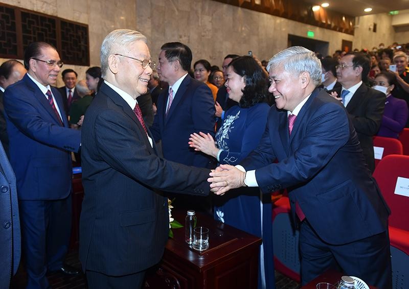 Hình ảnh lãnh đạo Đảng, Nhà nước dự Lễ kỷ niệm 60 năm Ngày thiết lập quan hệ ngoại giao Việt Nam-Lào ảnh 3