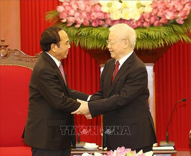 Tổng Bí thư Nguyễn Phú Trọng tiếp Ủy viên Bộ Chính trị, Thường trực Ban Bí thư Đảng Nhân dân Cách mạng Lào, Phó Chủ tịch nước CHDCND Lào Bounthong Chitmany