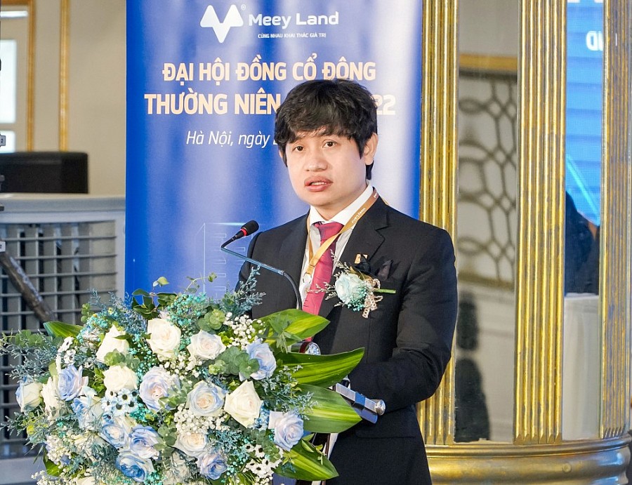 Tại Đại hội, ông Hoàng Mai Chung – Chủ tịch Hội đồng quản trị Công ty cổ phần Tập đoàn Meey Land đã chia sẻ về mục tiêu và định hướng của công ty Tại Đại hội, ông Hoàng Mai Chung – Chủ tịch Hội đồng quản trị Công ty cổ phần Tập đoàn Meey Land đã chia sẻ về mục tiêu và định hướng của công ty