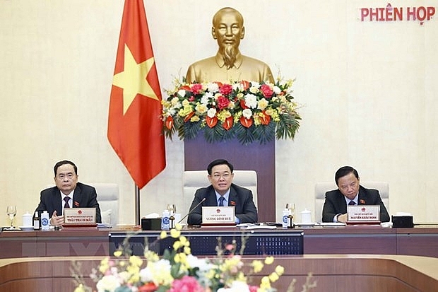 Chủ tịch Quốc hội Vương Đình Huệ phát biểu tại Phiên họp thứ 14 của Ủy ban Thường vụ Quốc hộ