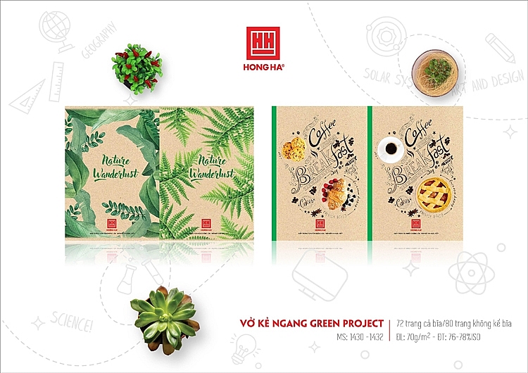 Vở kẻ ngang Green Project Hồng Hà sản xuất từ nguyên liệu thân thiện môi trường 0038-green-project