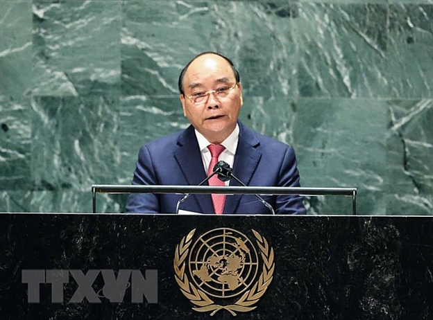 Chủ tịch nước Nguyễn Xuân Phúc phát biểu tại Phiên thảo luận Cấp cao Đại hội đồng Đại hội đồng Liên hợp quốc lần thứ 76