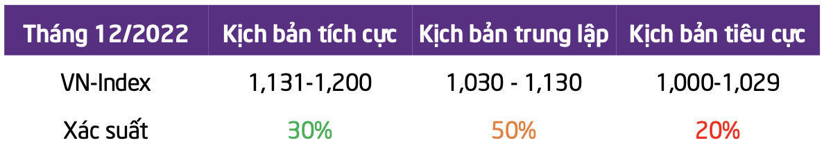 2 kịch bản cho VN-Index trong tháng 12.2022. Ảnh: TPS