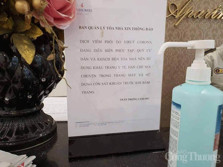 Nhiều chung cư tại Hà Nội phục vụ nước rửa tay miễn phí chống dịch corona nhieu chung cu tai ha noi phuc vu nuoc rua tay mien phi chong dich corona