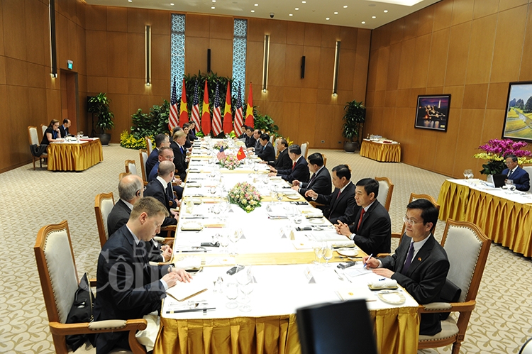 tong bi thu chu tich nuoc va thu tuong viet nam tiep va lam viec voi tong thong hoa ky