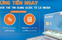 Sacombank ưu đãi phí dịch vụ ứng tiền ngay với thẻ tín dụng