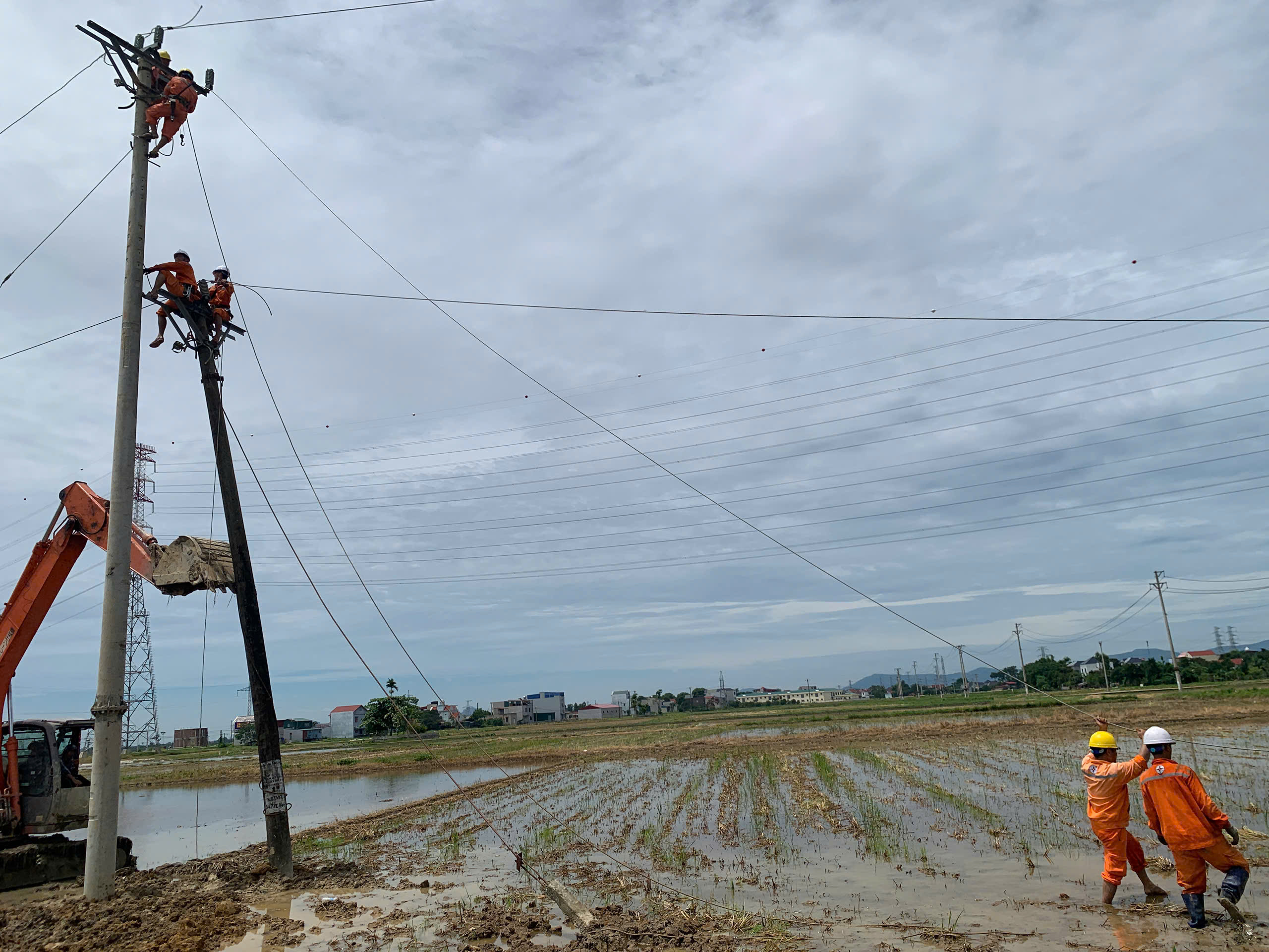 PC Thanh Hóa sớm khắc phục sự cố thiên tai khiến hàng loạt cột điện bị gãy, đổ