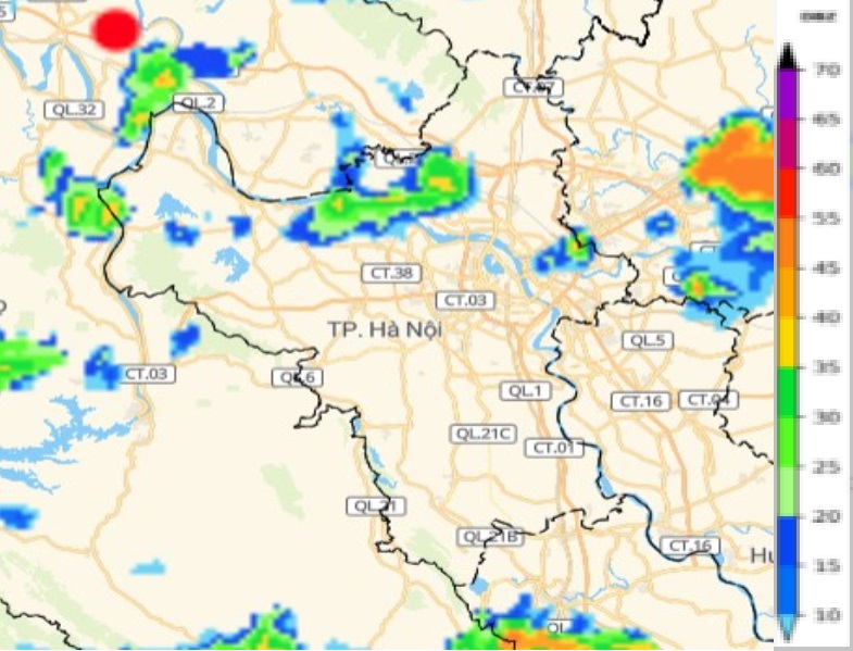 Cảnh báo dông, lốc, sét, mưa đá và mưa lớn tại khu vực nội thành Hà Nội