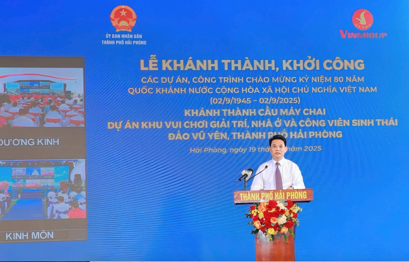 Chủ tịch UBND TP. Hải Phòng Lê Ngọc Châu phát biểu tại sự kiện. Ảnh: PT.
