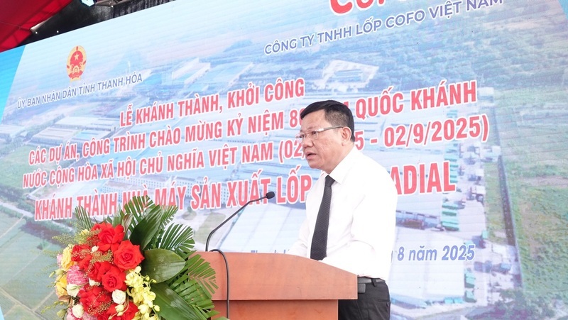 Ông Nguyễn Văn Thi, Phó Chủ tịch Thường trực UBND tỉnh Thanh Hóa phát biểu tại buổi lễ khánh thành - Ảnh: Quốc Huy