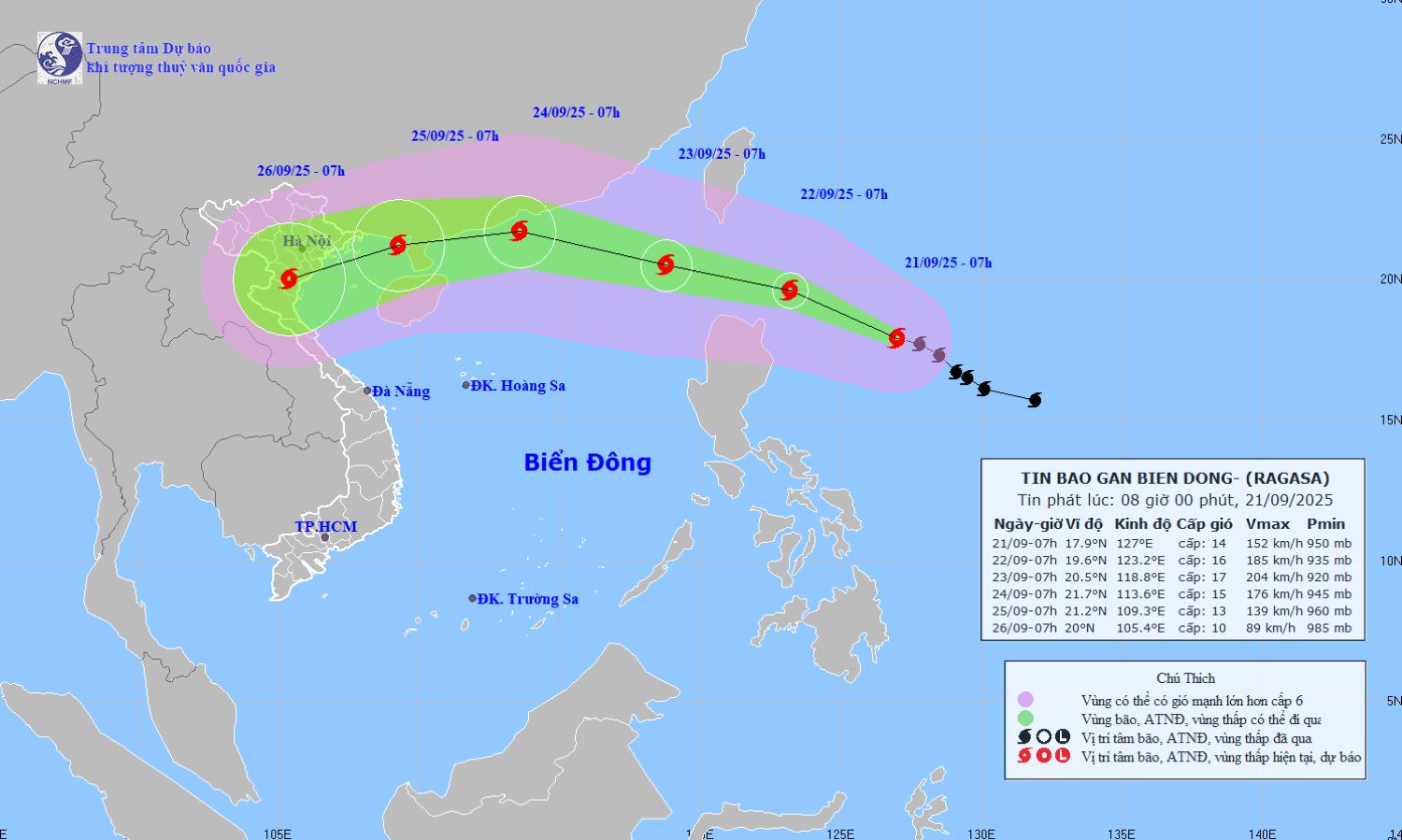 Bão Ragasa mạnh tương đương bão Yagi, ảnh hưởng trực tiếp Quảng Ninh