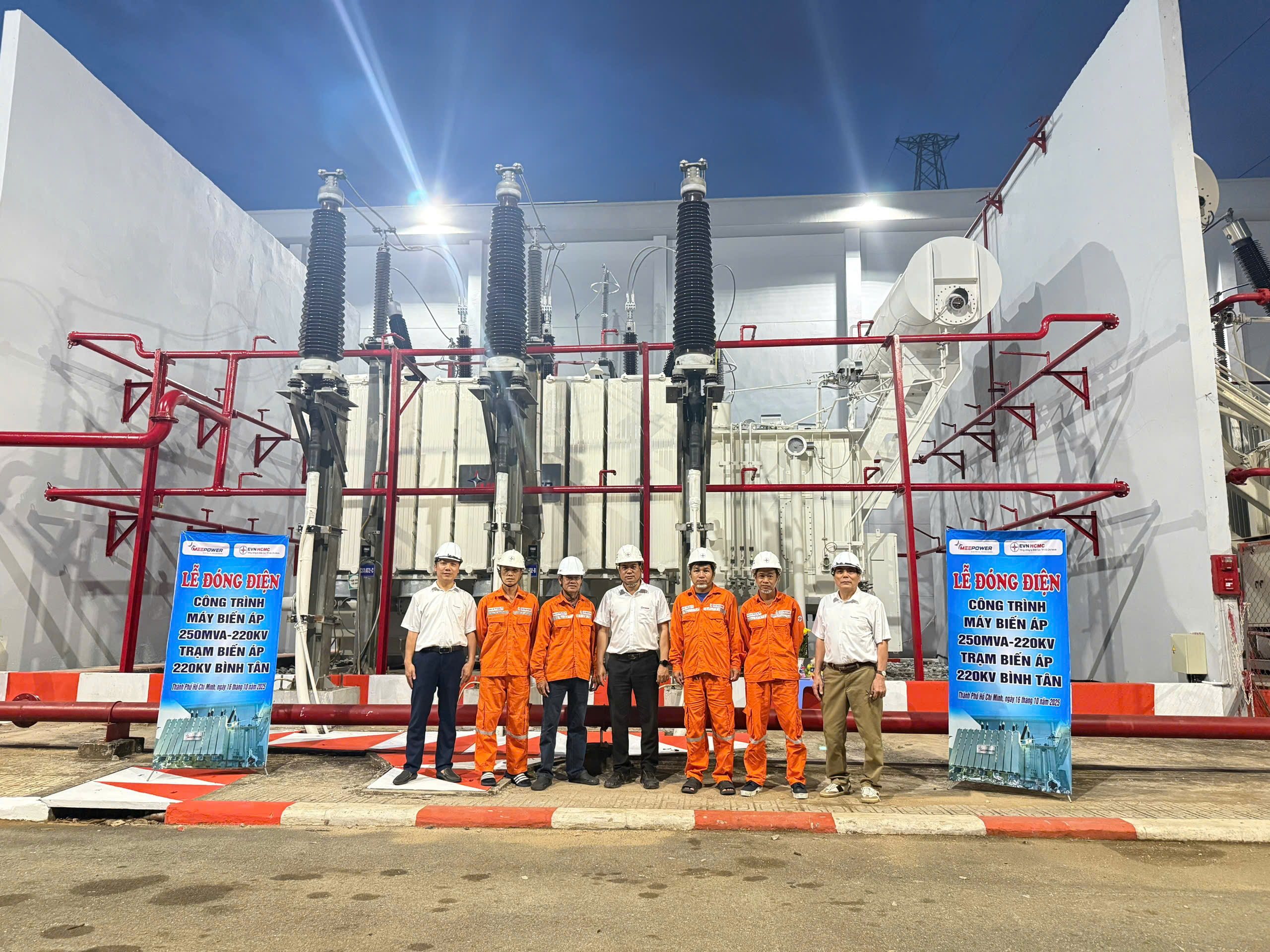 Đóng điện thành công máy biến áp 220kV do MEEPOWER sản xuất  tại Trạm Bình Tân