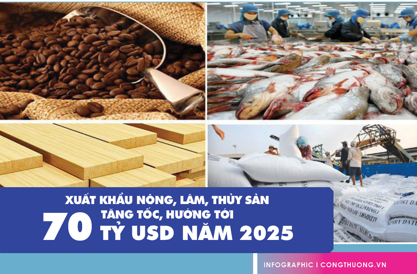 Xuất khẩu nông, lâm, thủy sản tăng mạnh, hướng tới 70 tỷ USD năm 2025