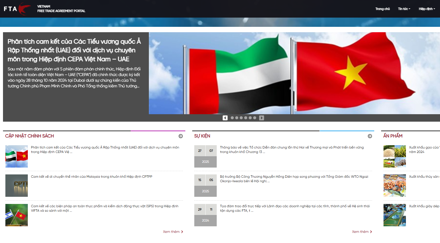 Thông tin về Hiệp định CEPA trên Cổng FTAP