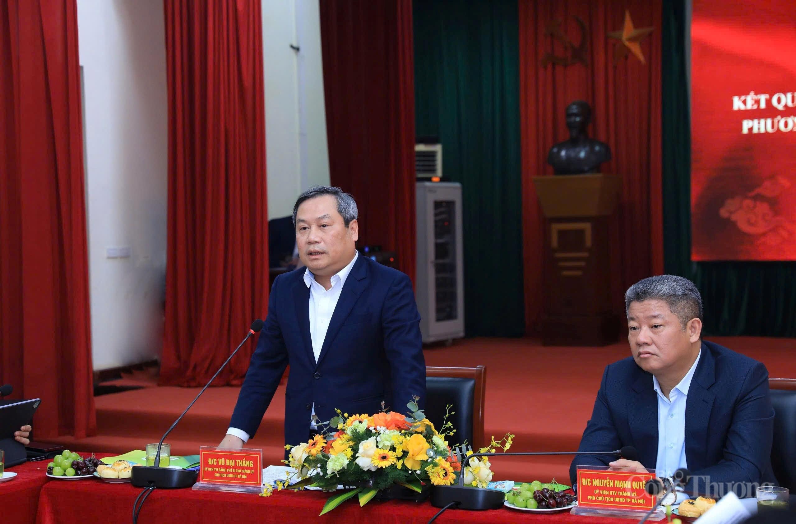 Chủ tịch UBND TP. Hà Nội Vũ Đại Thắng phát biểu tại buổi làm việc.