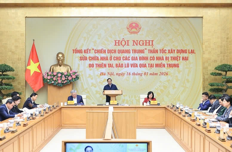 Thủ tướng Chính phủ Phạm Minh Chính phát biểu tại Hội nghị tổng kết "Chiến dịch Quang Trung" thần tốc. Ảnh: VGP/Nhật Bắc