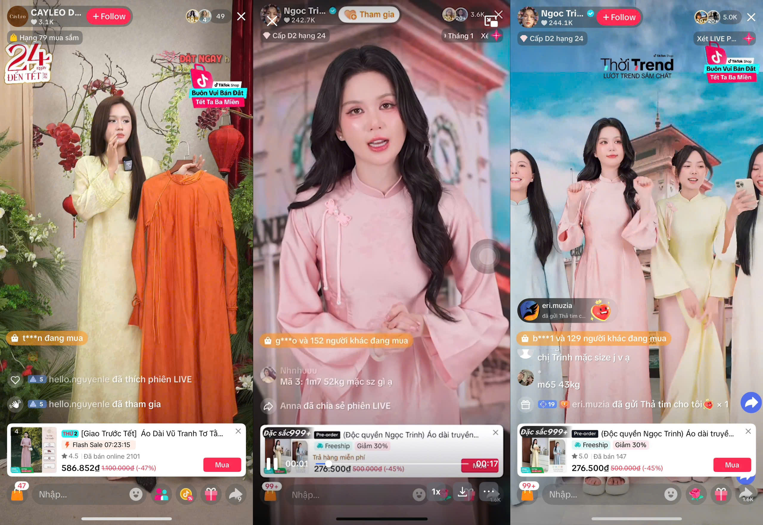 Hàng triệu đơn hàng áo dài được tiêu thụ qua TikTok Shop mùa Tết