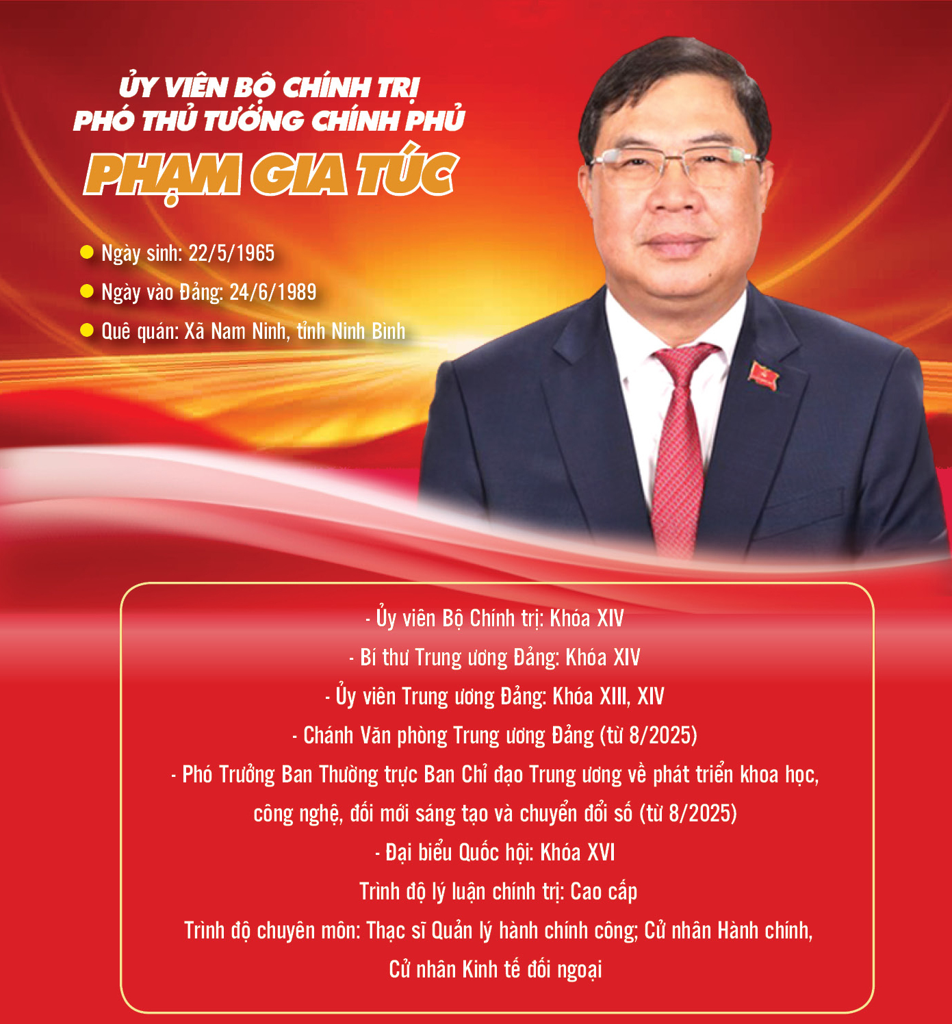 Infographic| Đồng chí Phạm Gia Túc giữ chức Phó Thủ tướng Chính phủ - 1