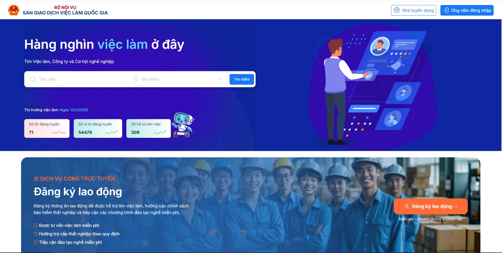 Sàn giao dịch việc làm quốc gia sẽ khai trương ngày 14/4