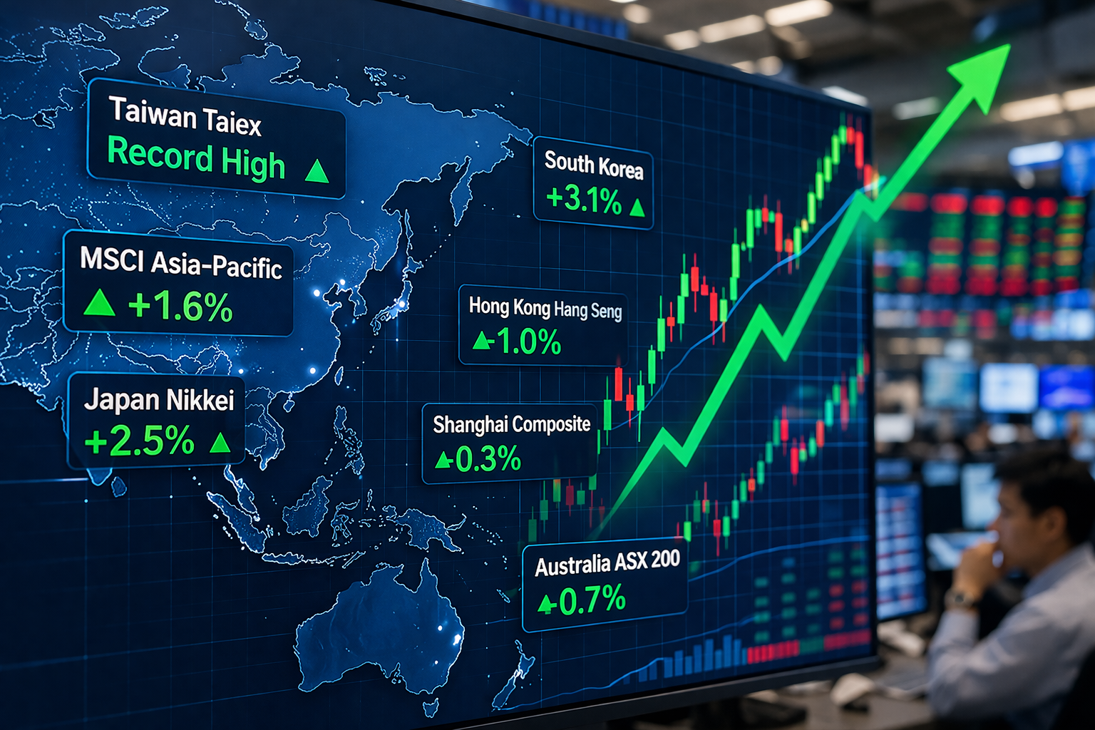 Nhịp hồi của thị trường châu Á được củng cố bởi cổ phiếu công nghệ